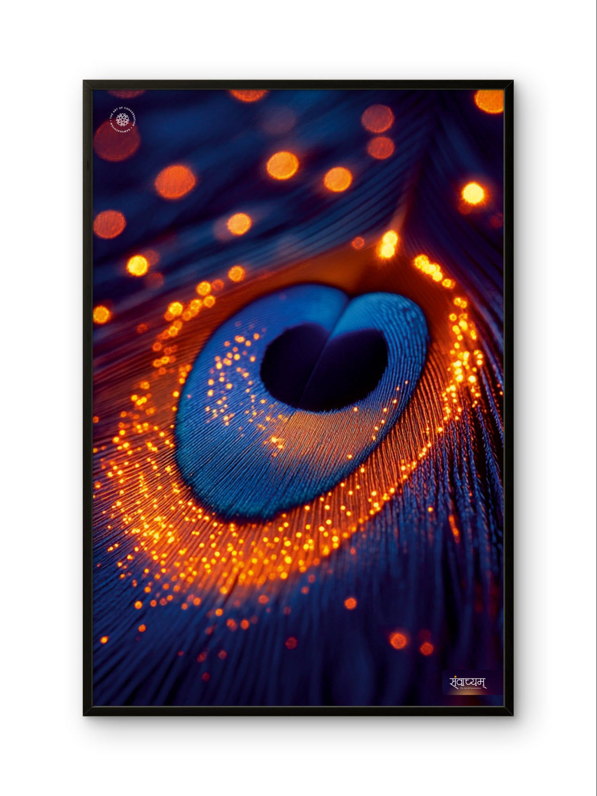 Peacock Feather Golden Aura Wall Art