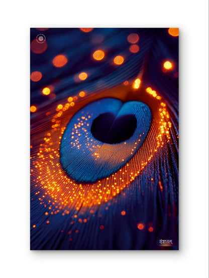 Peacock Feather Golden Aura Wall Art