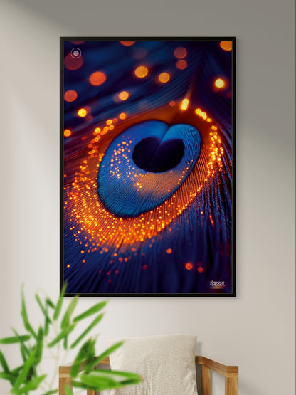 Peacock Feather Golden Aura Wall Art