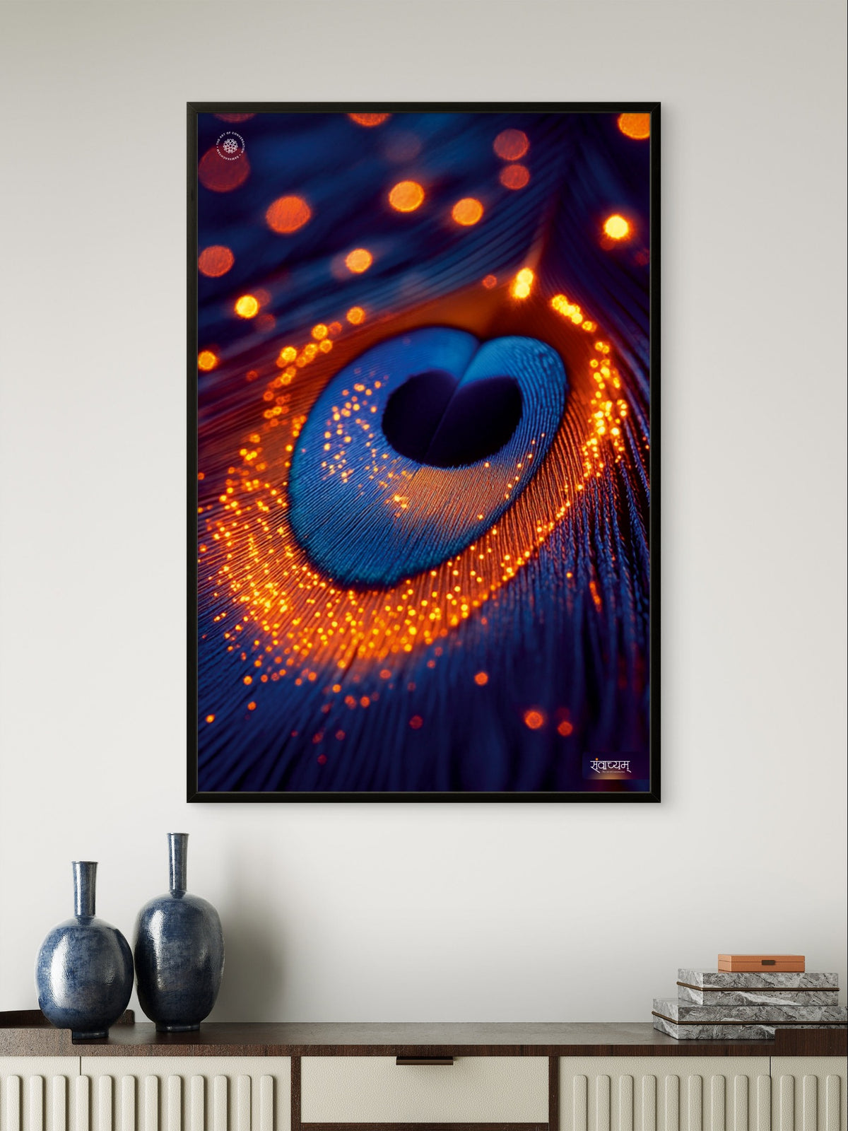 Peacock Feather Golden Aura Wall Art