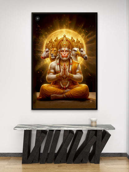 Panchmukhi Hanuman Divine Protection Spiritual Wall Art