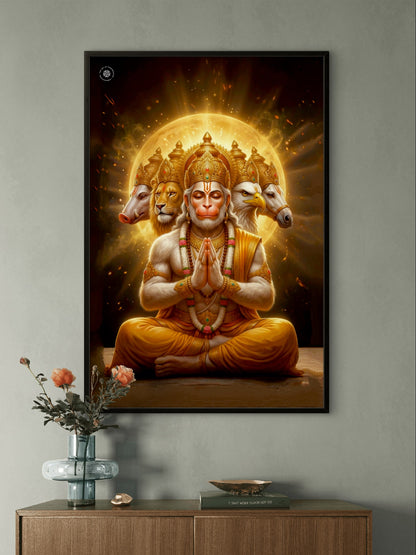 Panchmukhi Hanuman Divine Protection Spiritual Wall Art