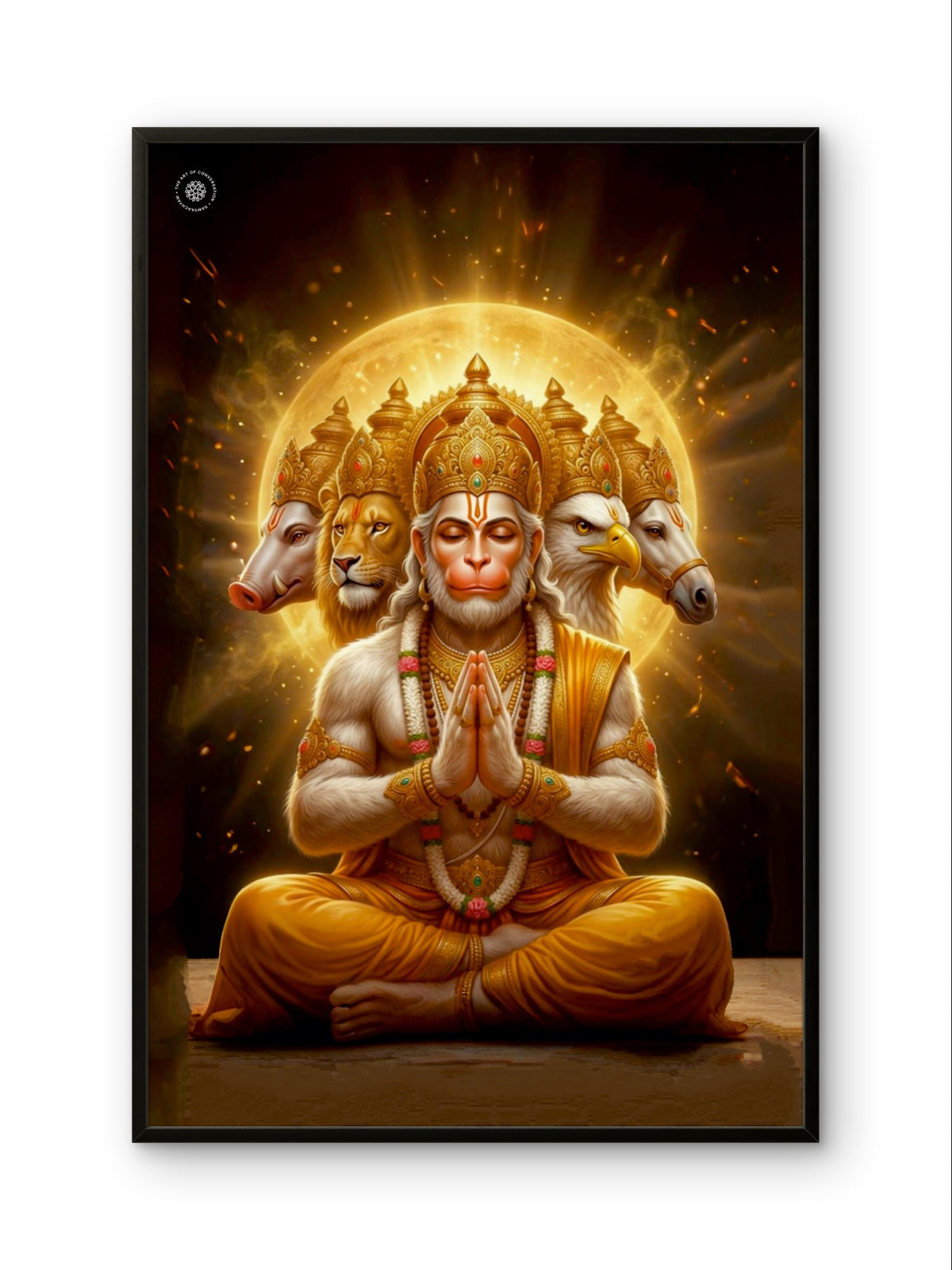 Panchmukhi Hanuman Divine Protection Spiritual Wall Art