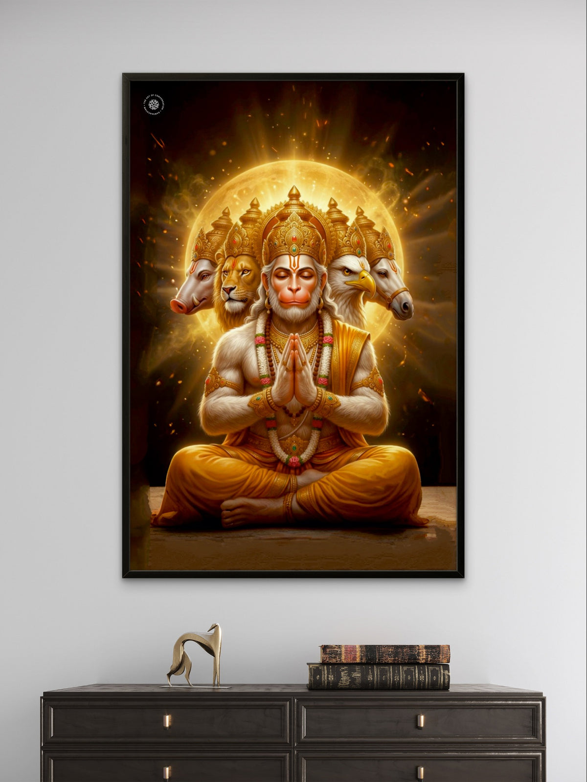 Panchmukhi Hanuman Divine Protection Spiritual Wall Art