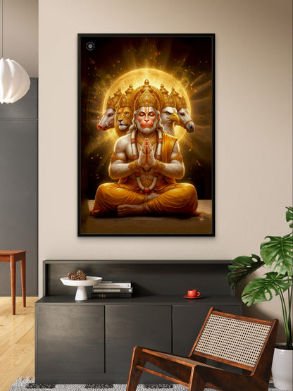 Panchmukhi Hanuman Divine Protection Spiritual Wall Art