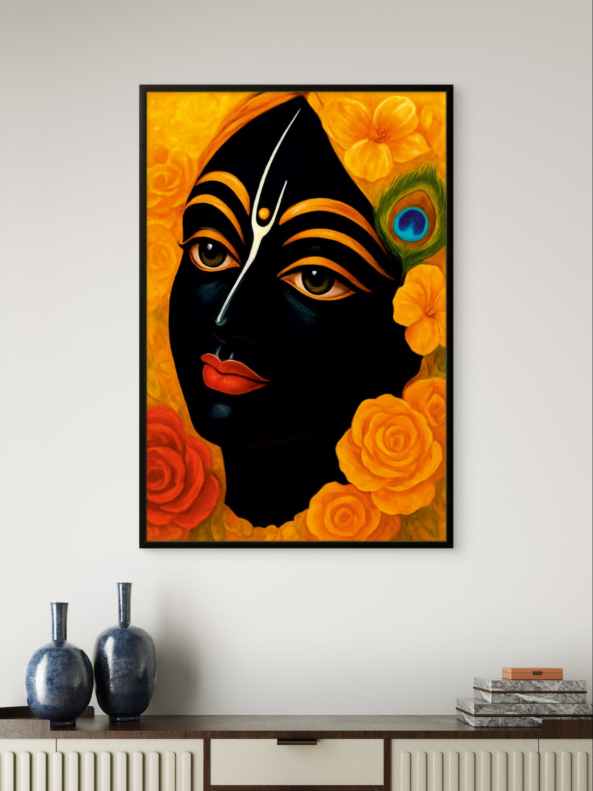 Lord Krishna Divine Blessings Spiritual Wall Art