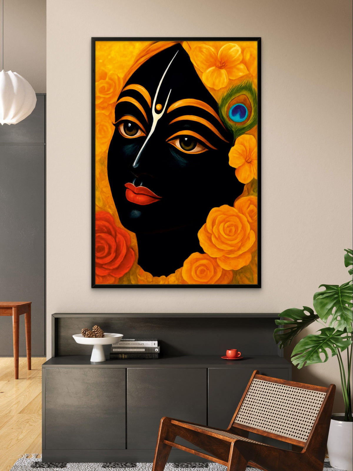 Lord Krishna Divine Blessings Spiritual Wall Art