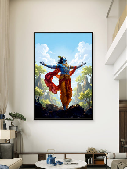 Krishna devotional acrylic wall art for living room and pooja room