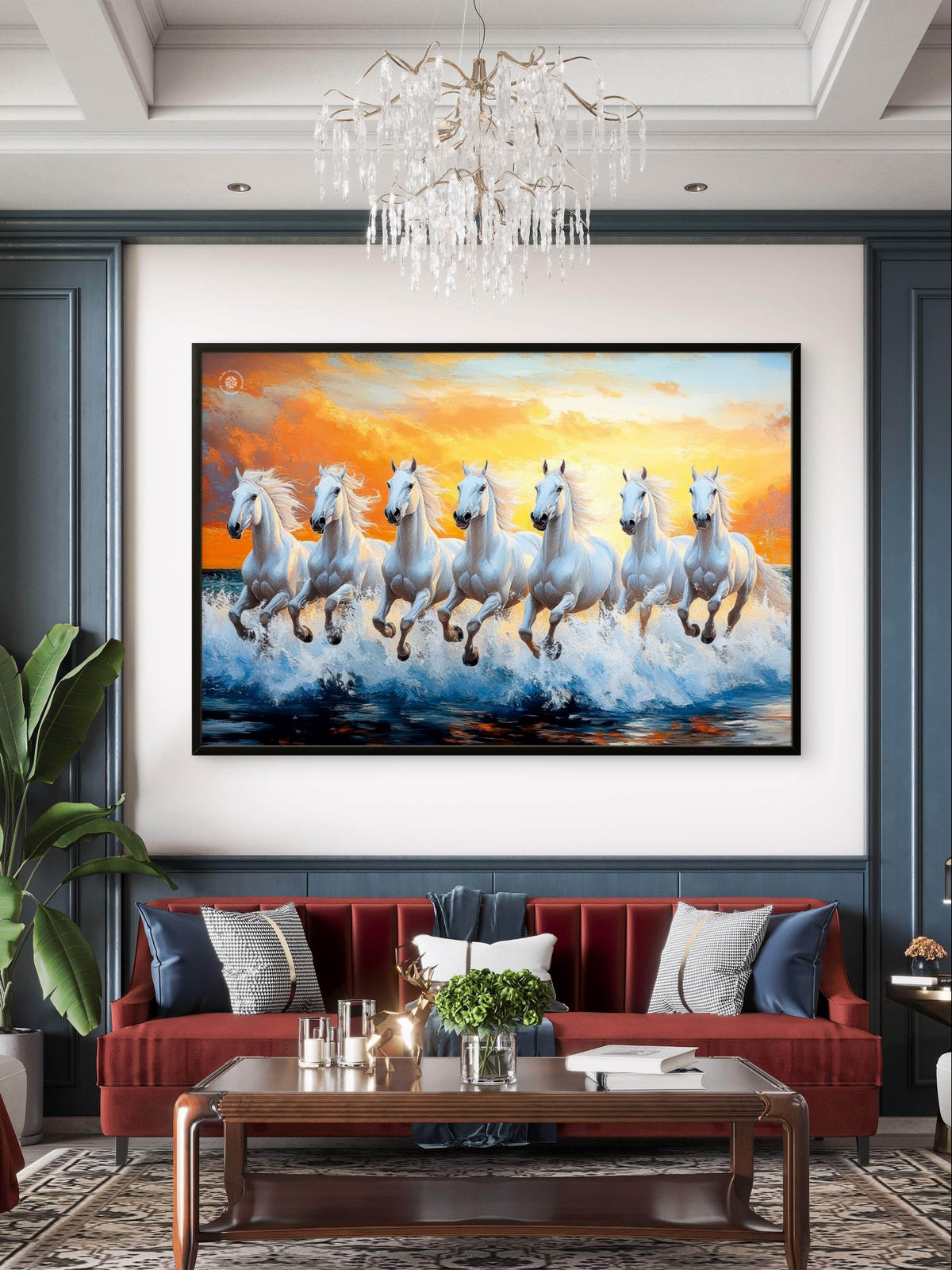 Seven Divine Horses Premium Spiritual Wall Art