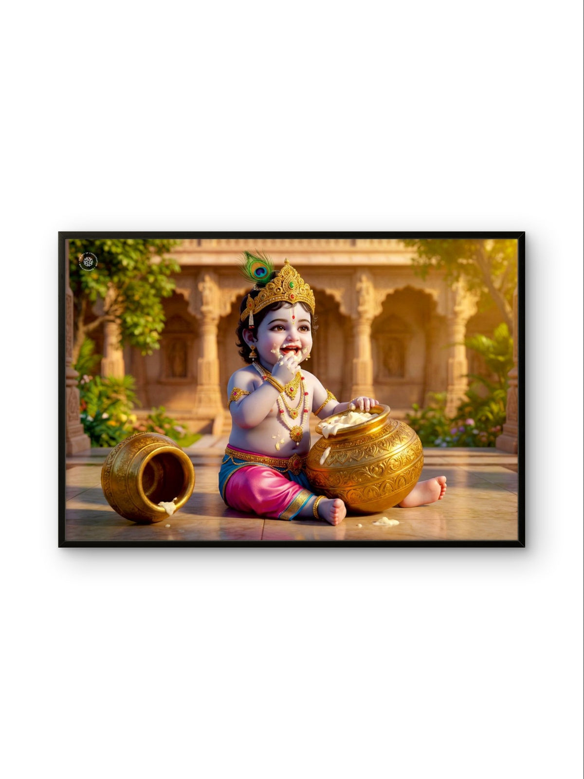 Bal Krishna Makhan Chori Premium Spiritual Wall Art