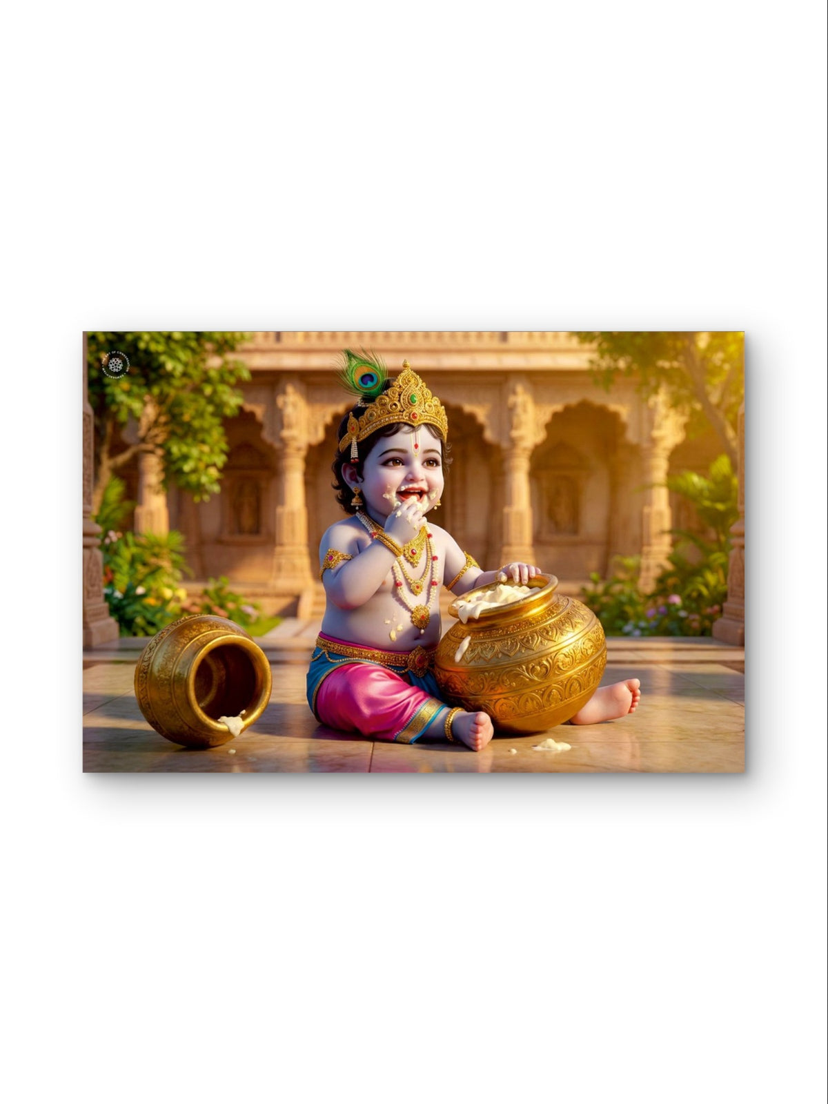 Bal Krishna Makhan Chori Premium Spiritual Wall Art